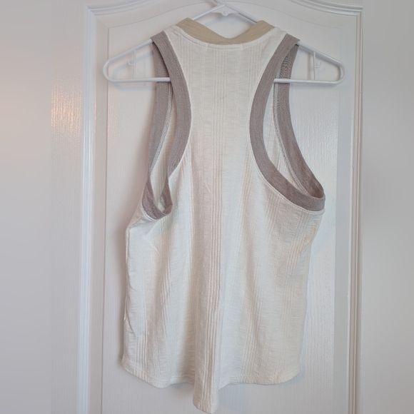 Free People We The Free Cream White Ribbed Tank Top Racerback Size Large - Picture 3 of 4
